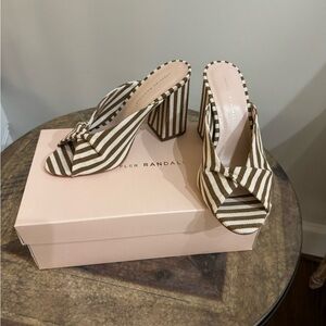Loeffler Randall Tan and White Striped Heels